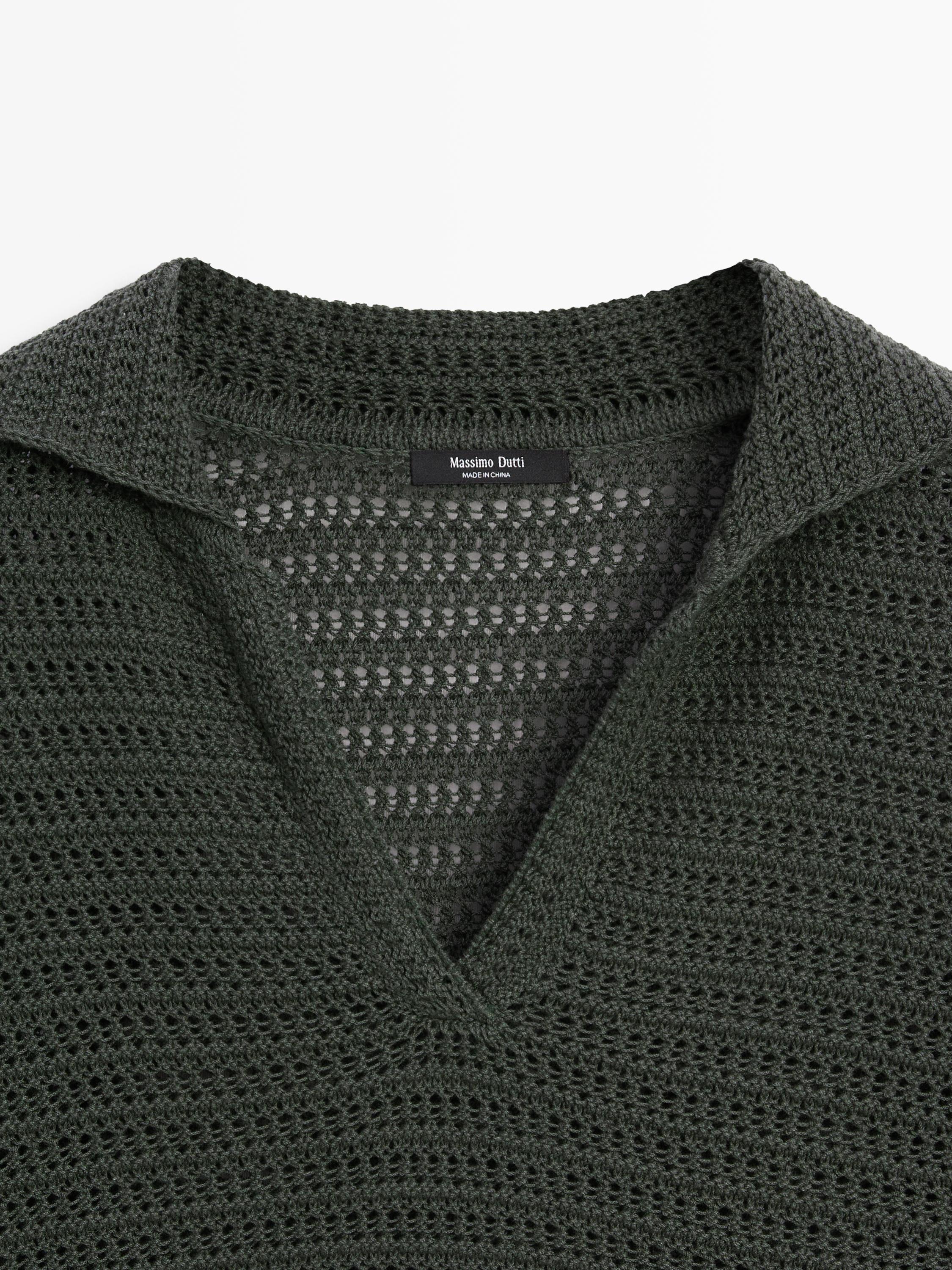 Pull en maille ajourée à col polo